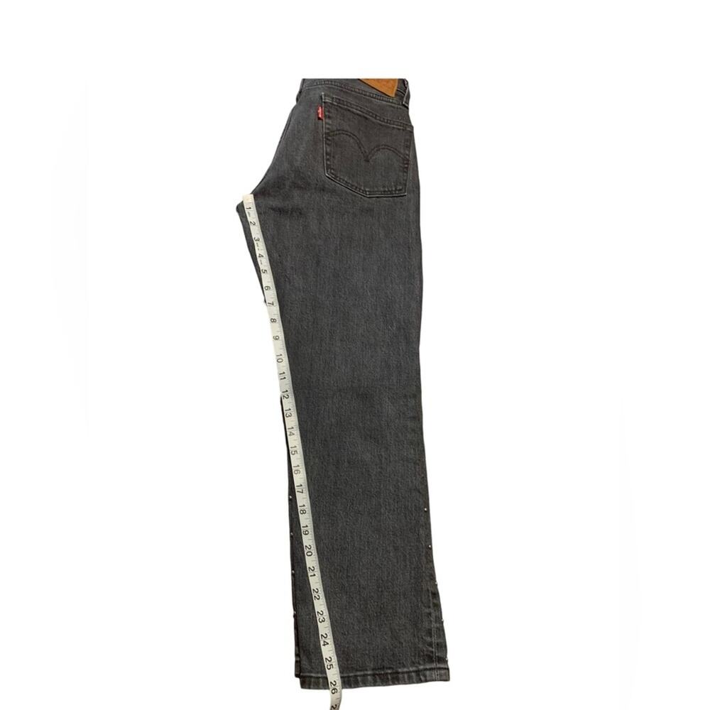 Levi's 501 Original Black‎ Cropped Studded Rhinestone Jeans Black Size 26 - Picture 12 of 12